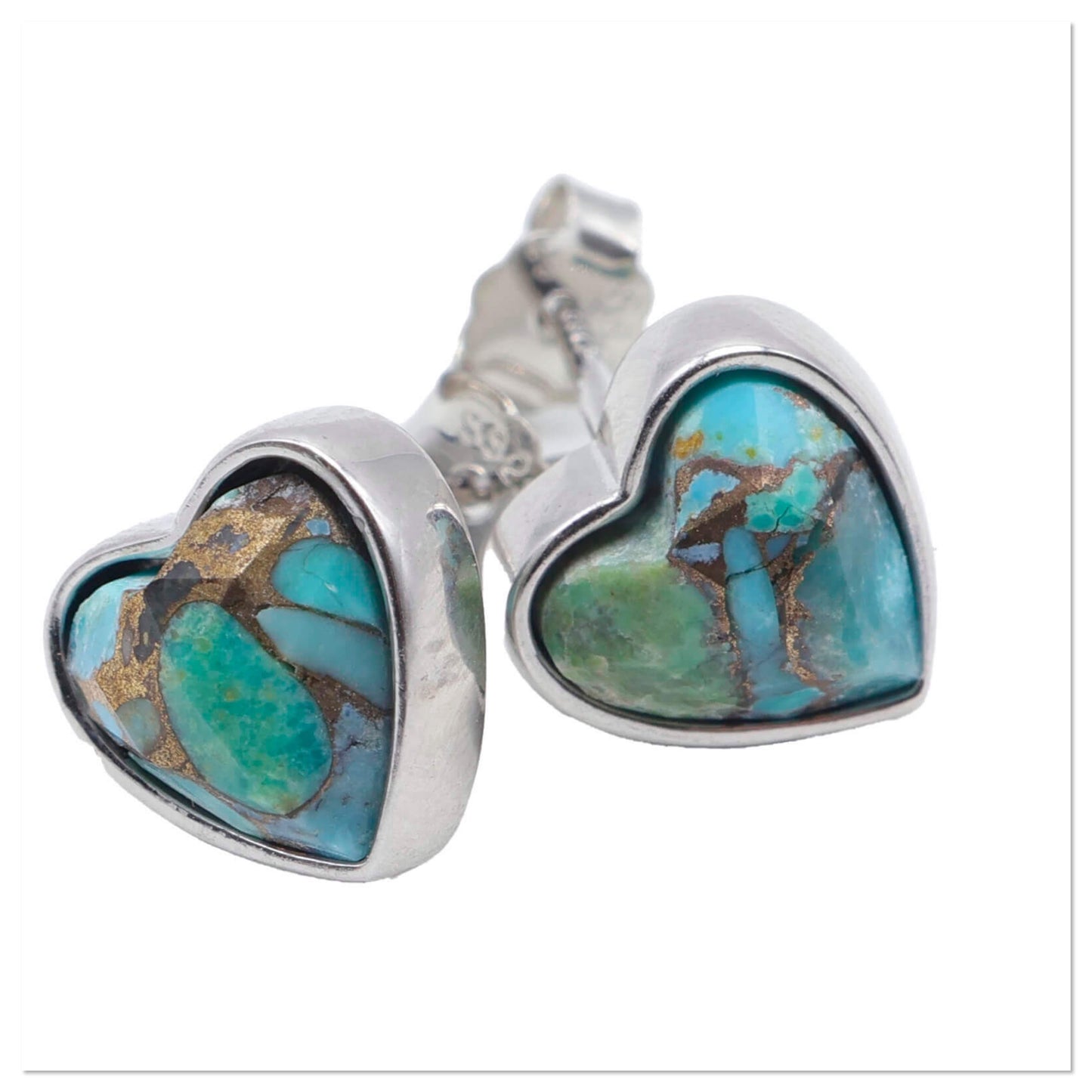 Boucles d’oreilles « cœur » turquoise ~ Pierre de la paix et de la sérénité