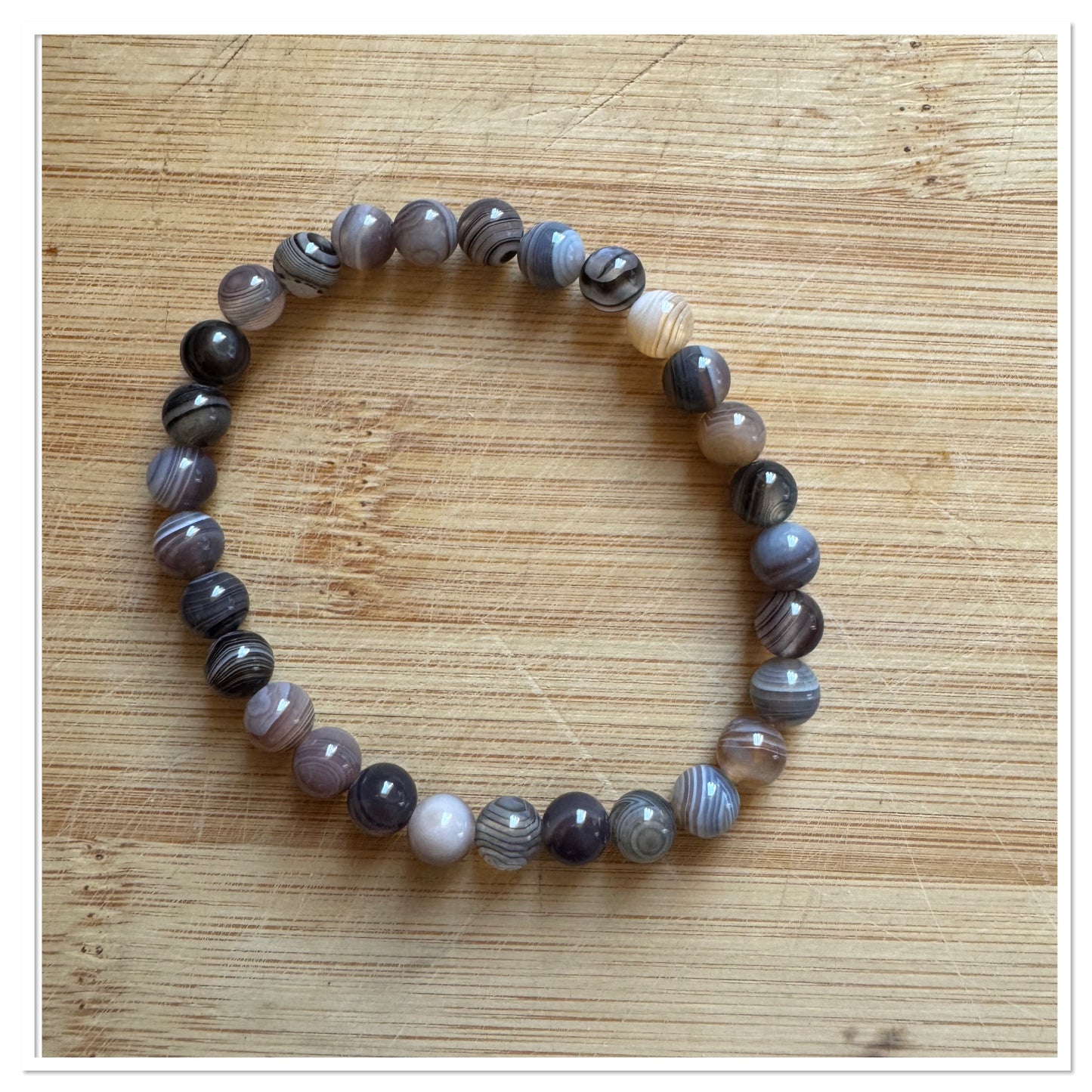 Bracelet Agate Botswana 6 mm - Pierre des sentiments positifs