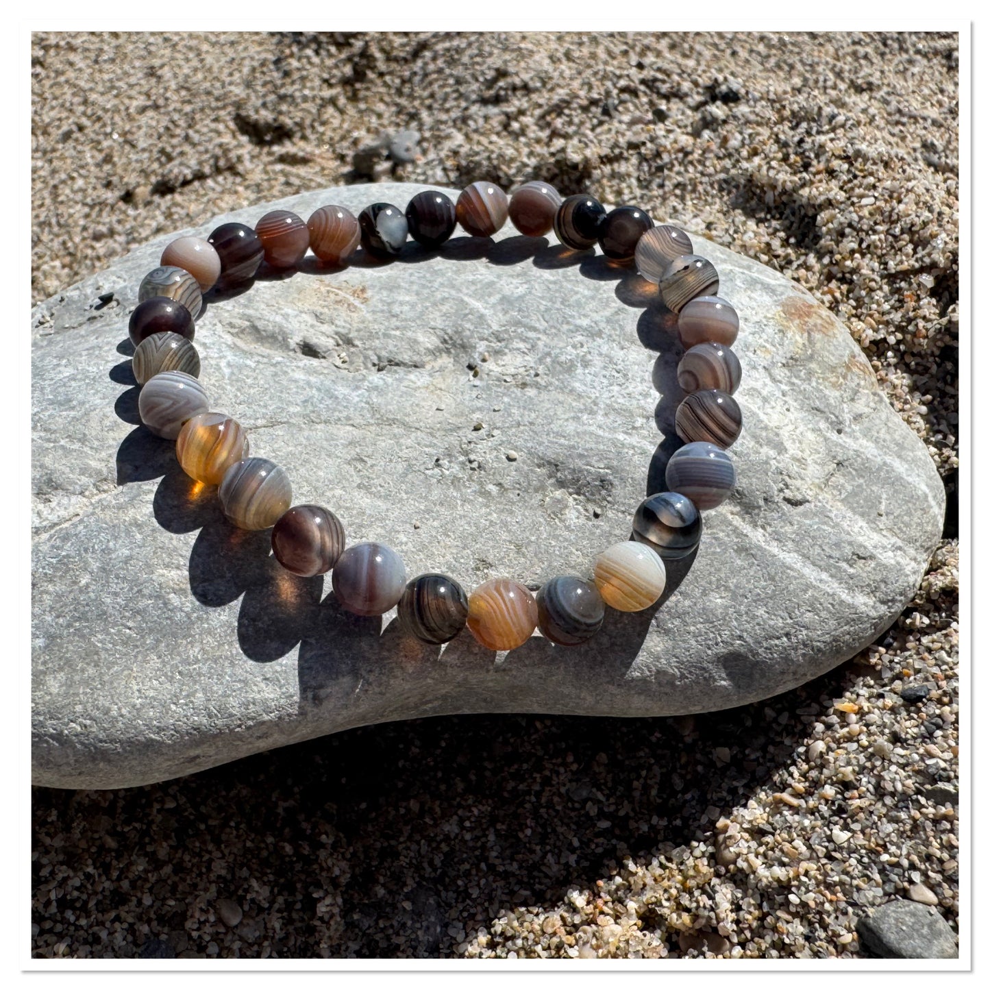 Bracelet Agate Botswana 6 mm - Pierre des sentiments positifs