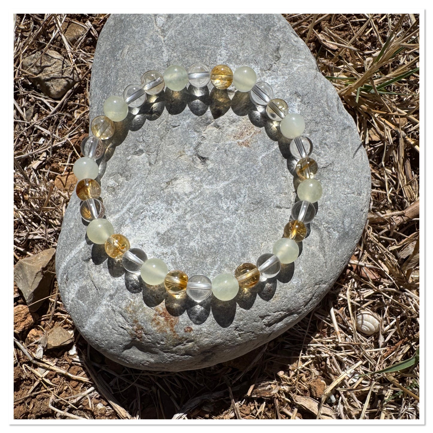 Bracelet mixte 6mm : Citrine Chauffée / Sélénité - Pérénnité et réussite