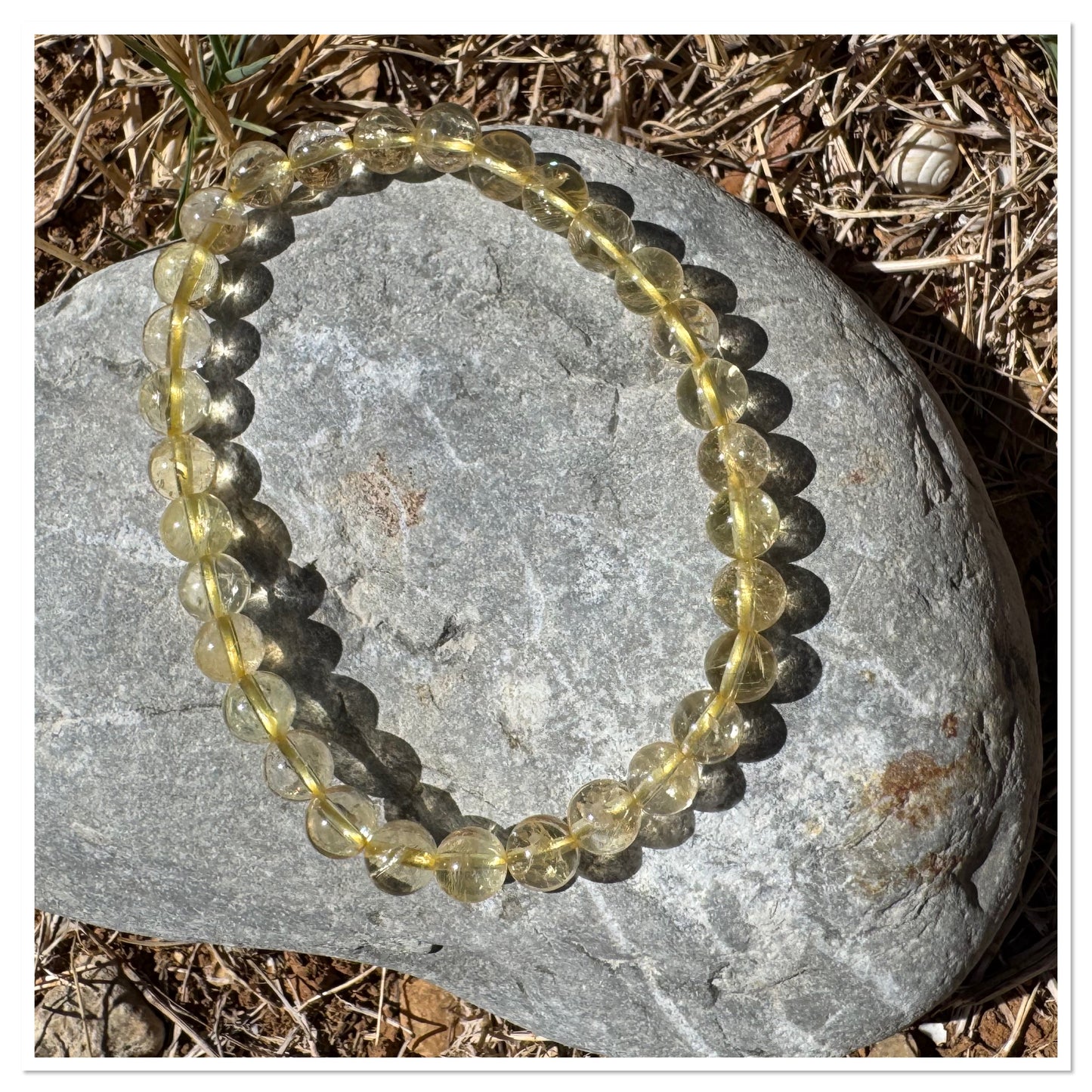 Bracelet citrine chauffée 6 mm - Pierre de l'argent et du travail « personnel »