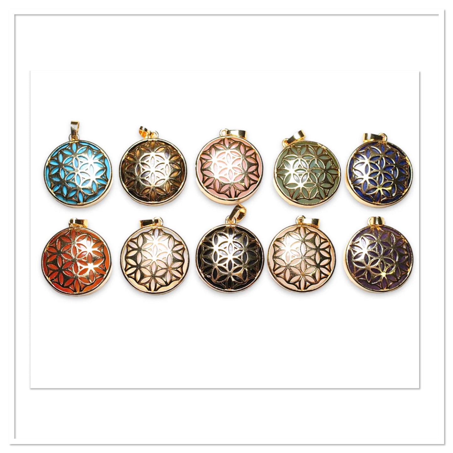 Pendentif fleur de vie & onyx noir