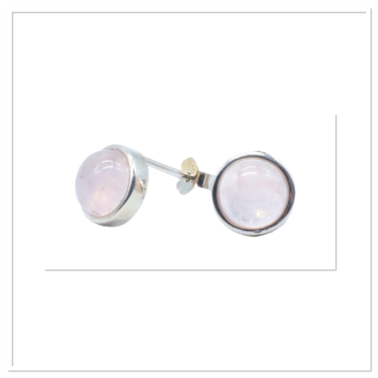 Boucles d’oreilles rondes quartz rose ~ Pierre de l’amour, de l’amitié et de la famille