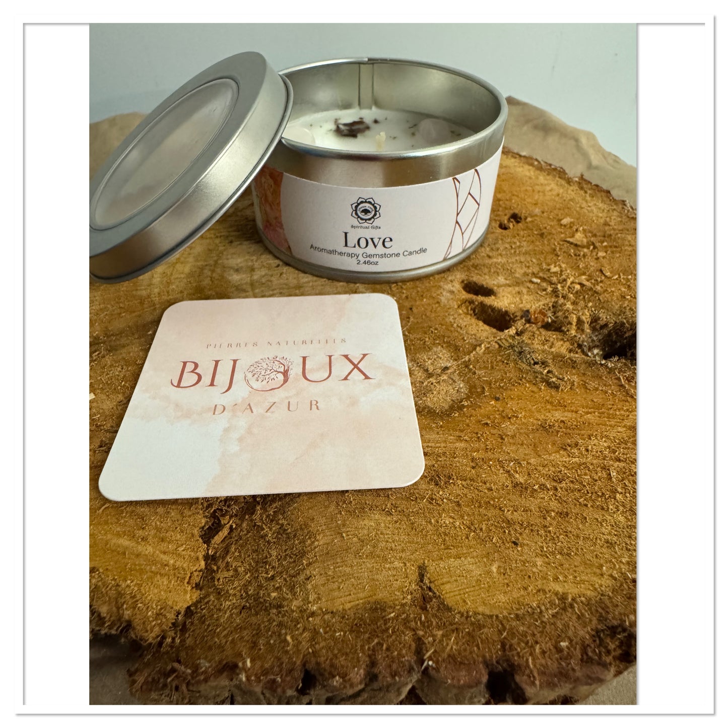 Bougie senteur rose + pierres Quartz rose = Harmonie familiale