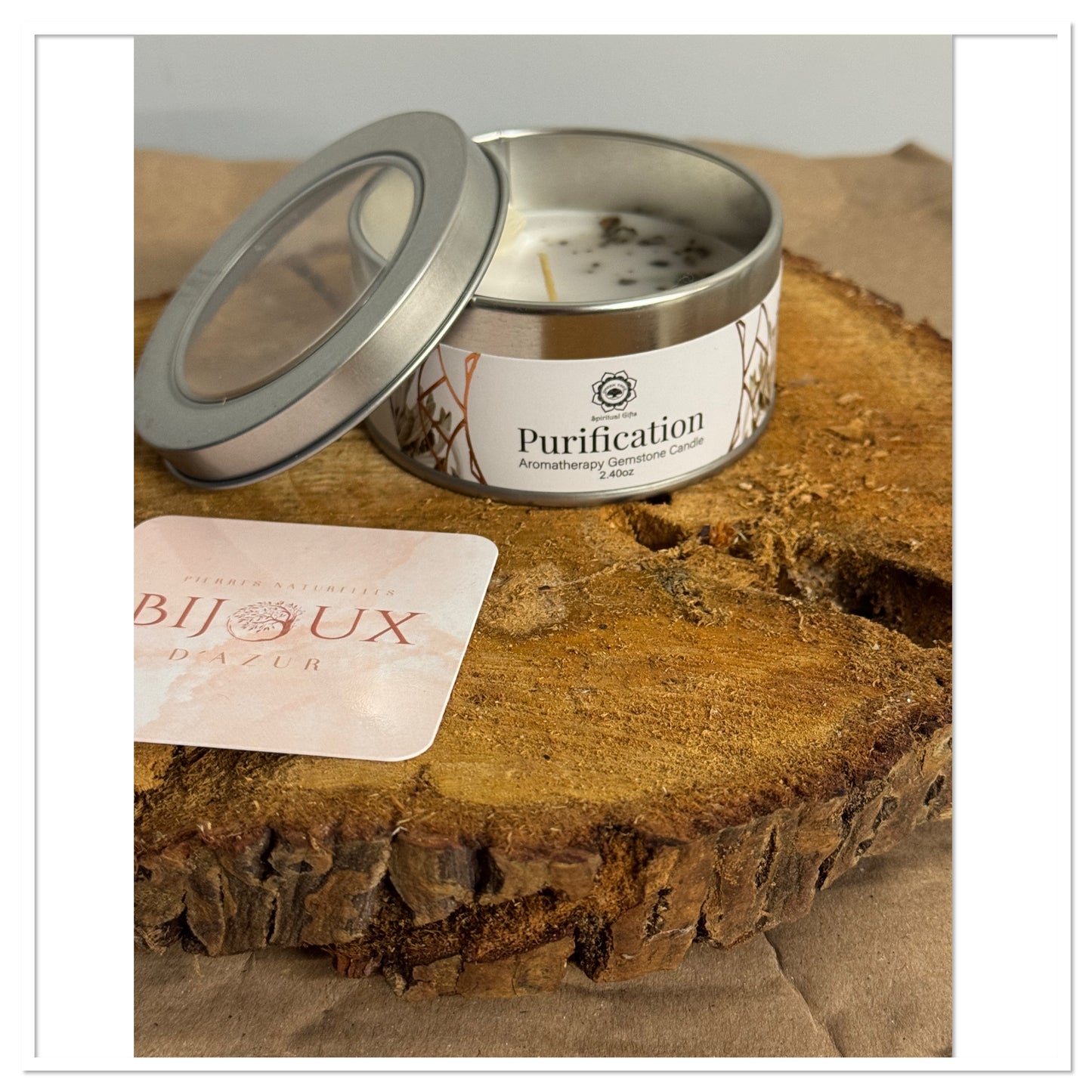 Bougie senteur Sauge blanche et pierres de Sélénite = Purification de la maison
