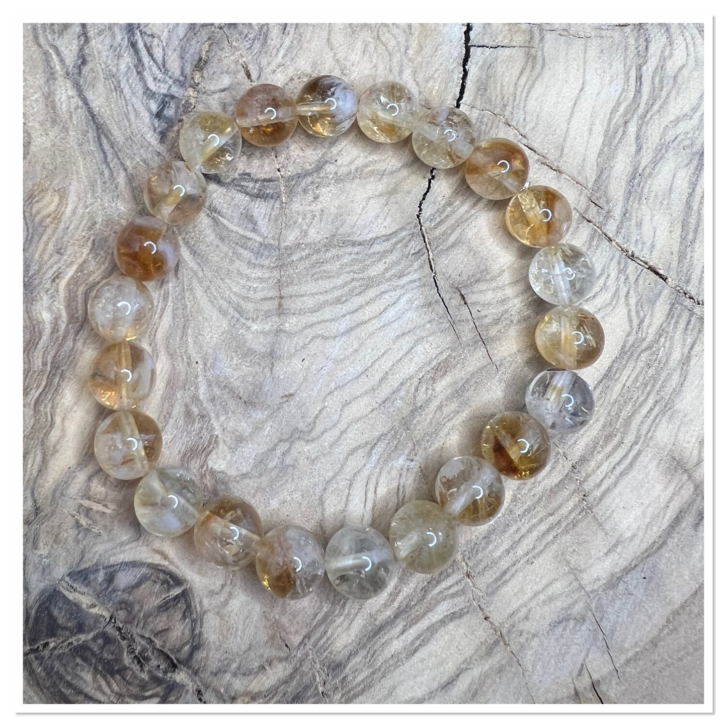 Bracelet citrine chauffée 8 mm - Pierre de l'argent et du travail « personnel »