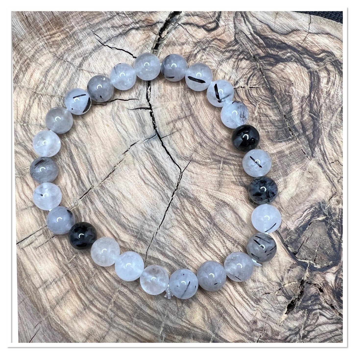 Bracelet Quartz tourmaline 8 mm - Cristal de protection et de l'épuisement nerveux