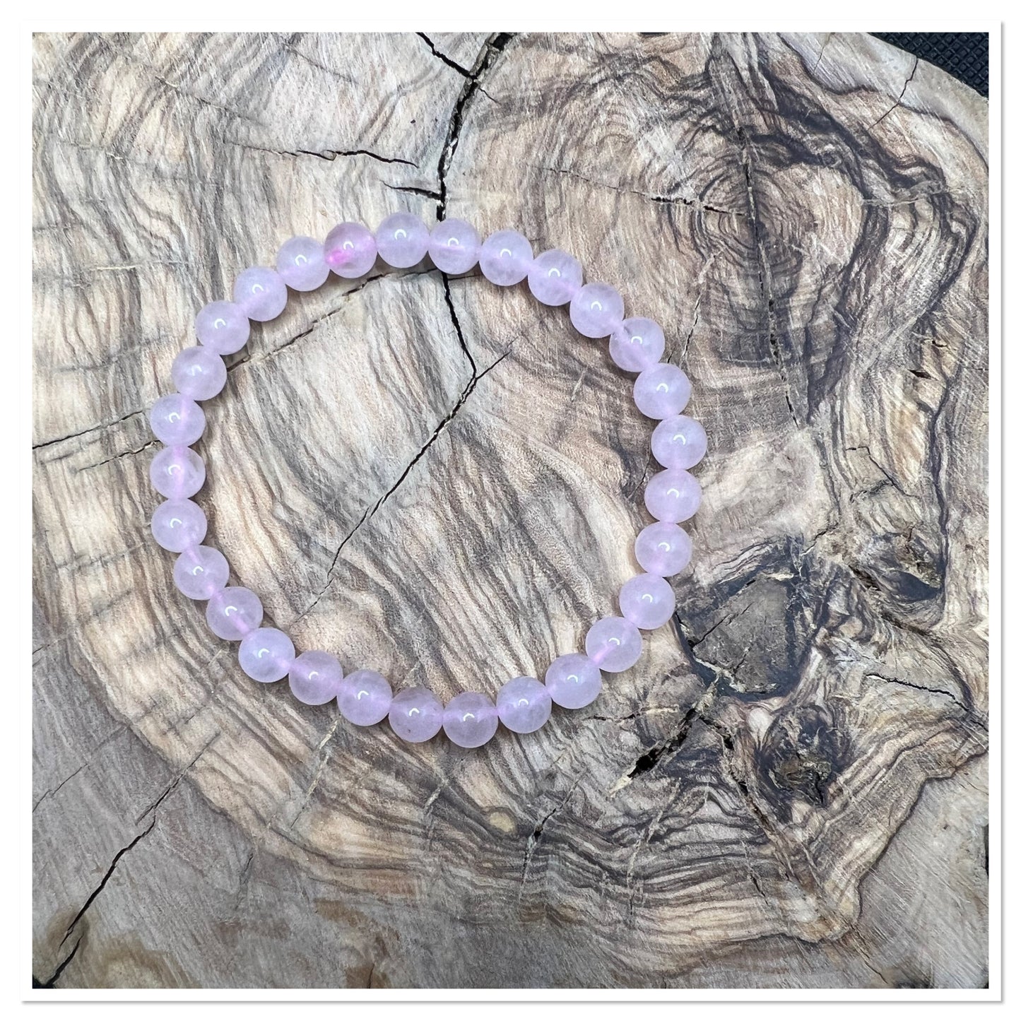 Bracelet quartz rose 6mm - Pierre de l'amour & de l’amitié