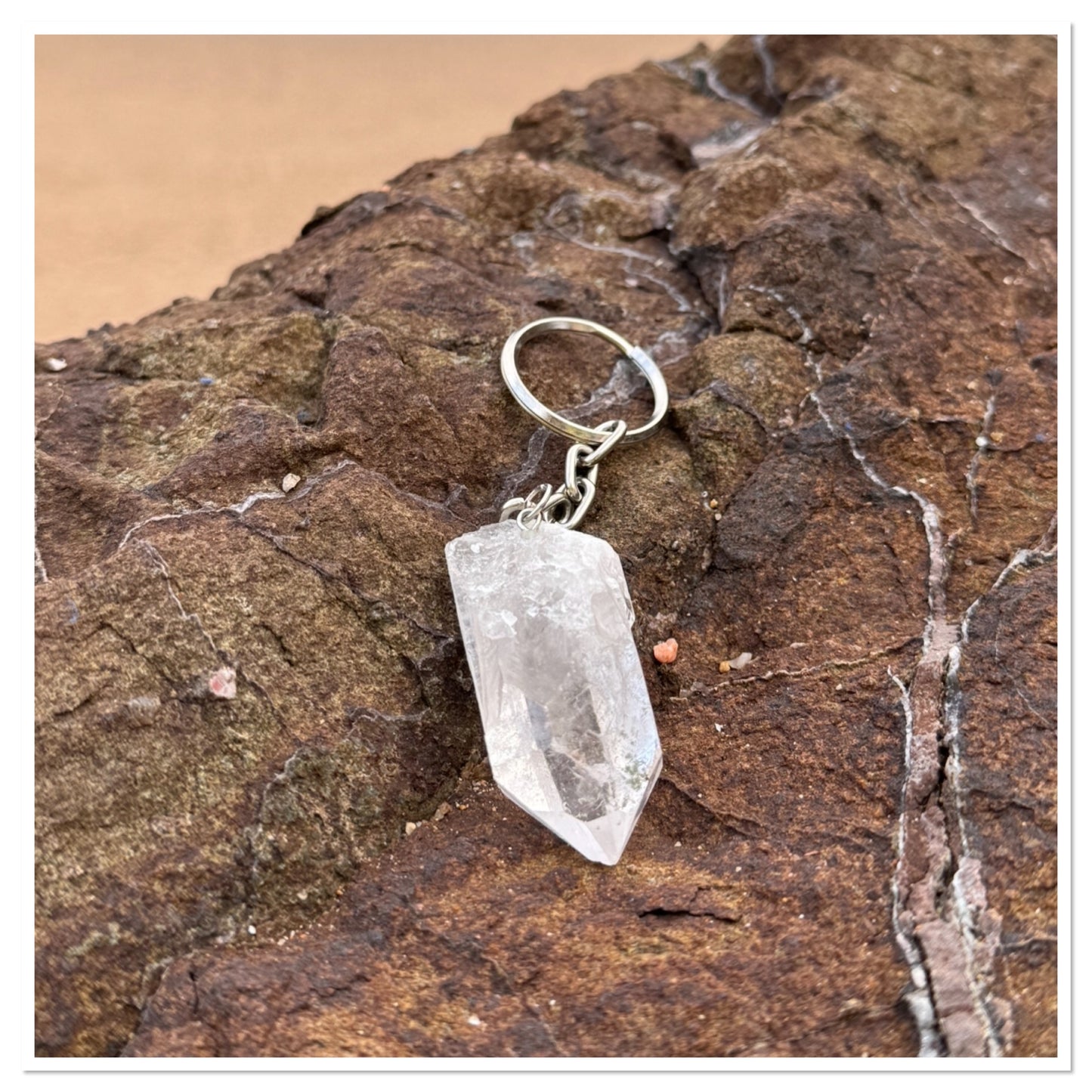 Porte-clef Cristal de roche brute 3 cm - Cristal de protection