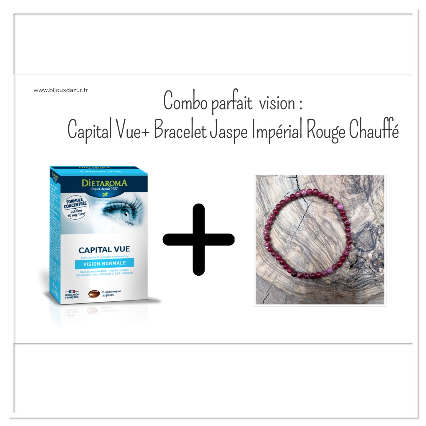 Combo Parfait Vision : Capital Vue + Bracelet Jaspe Impérial Rouge Chauffé