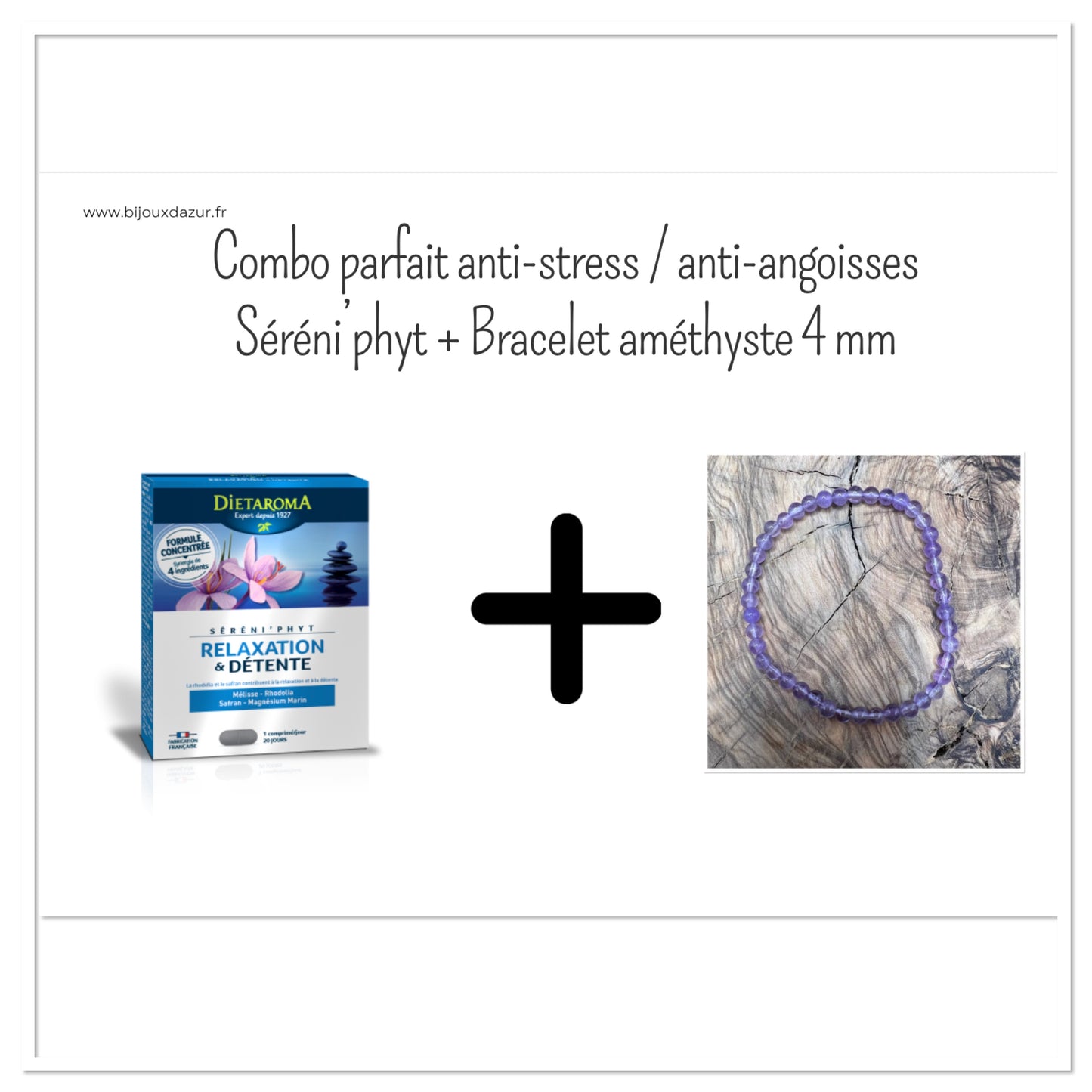 Combo anti-stress / anti-angoisses : Séréni'phyt + Bracelet femme améthyste 4 mm