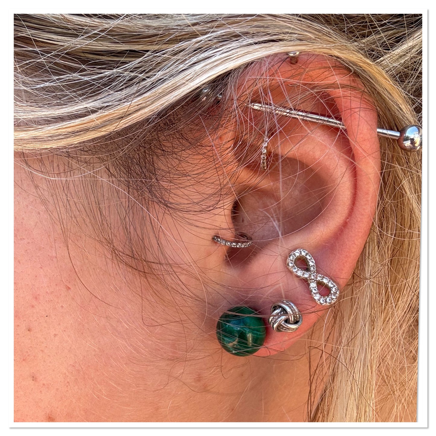 Boucles d'oreilles"perles" Malachite - Pierre Porte-bonheur