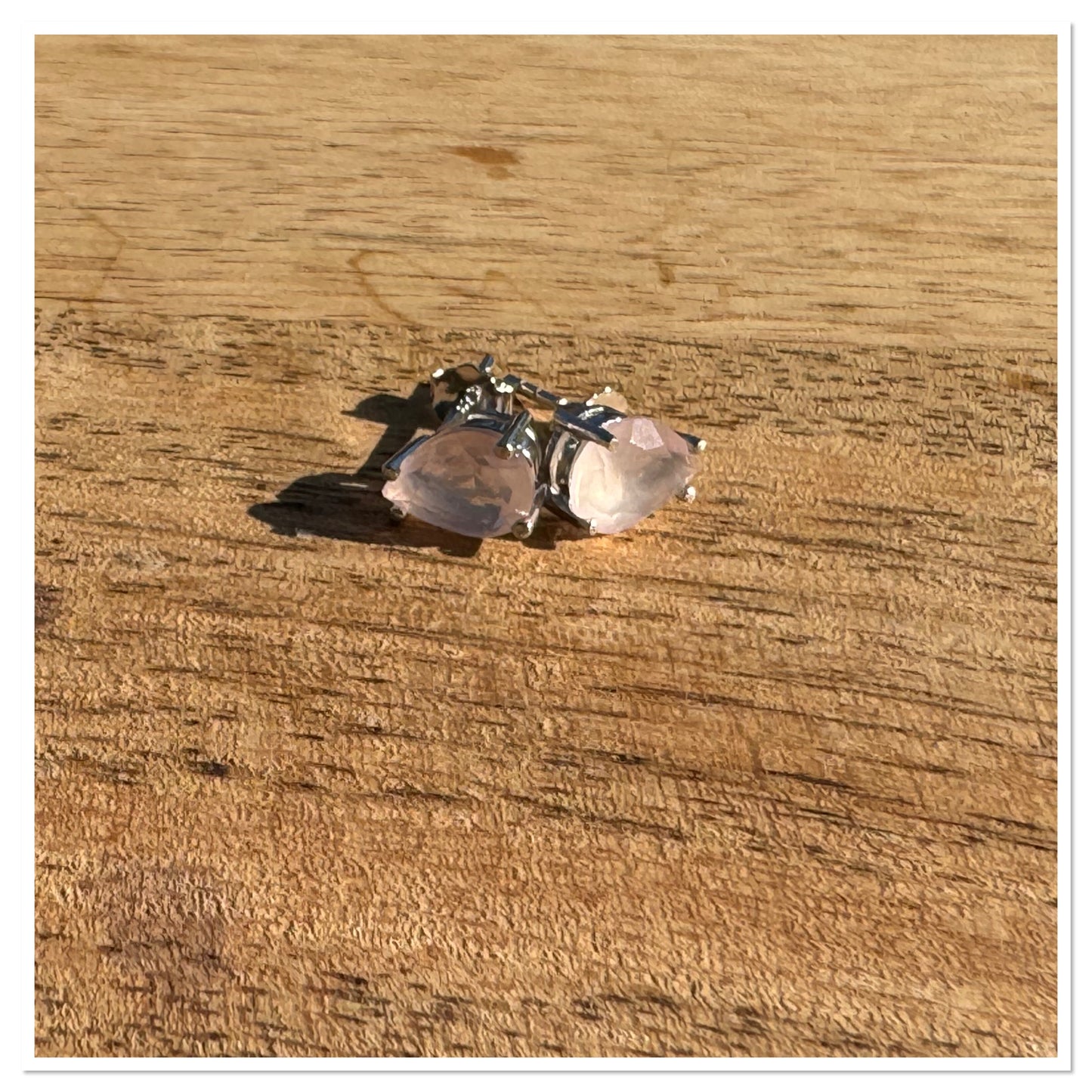 Boucles d'oreilles "larme" Quartz rose - Pierre de l'amour & de l'amitié