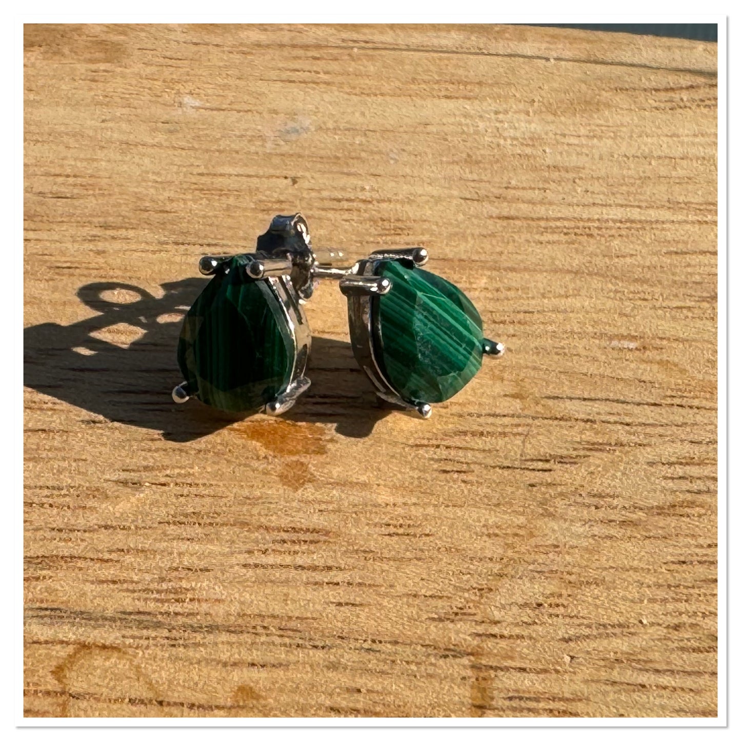 Boucles d'oreilles "larme" Malachite - Pierre Porte-bonheur
