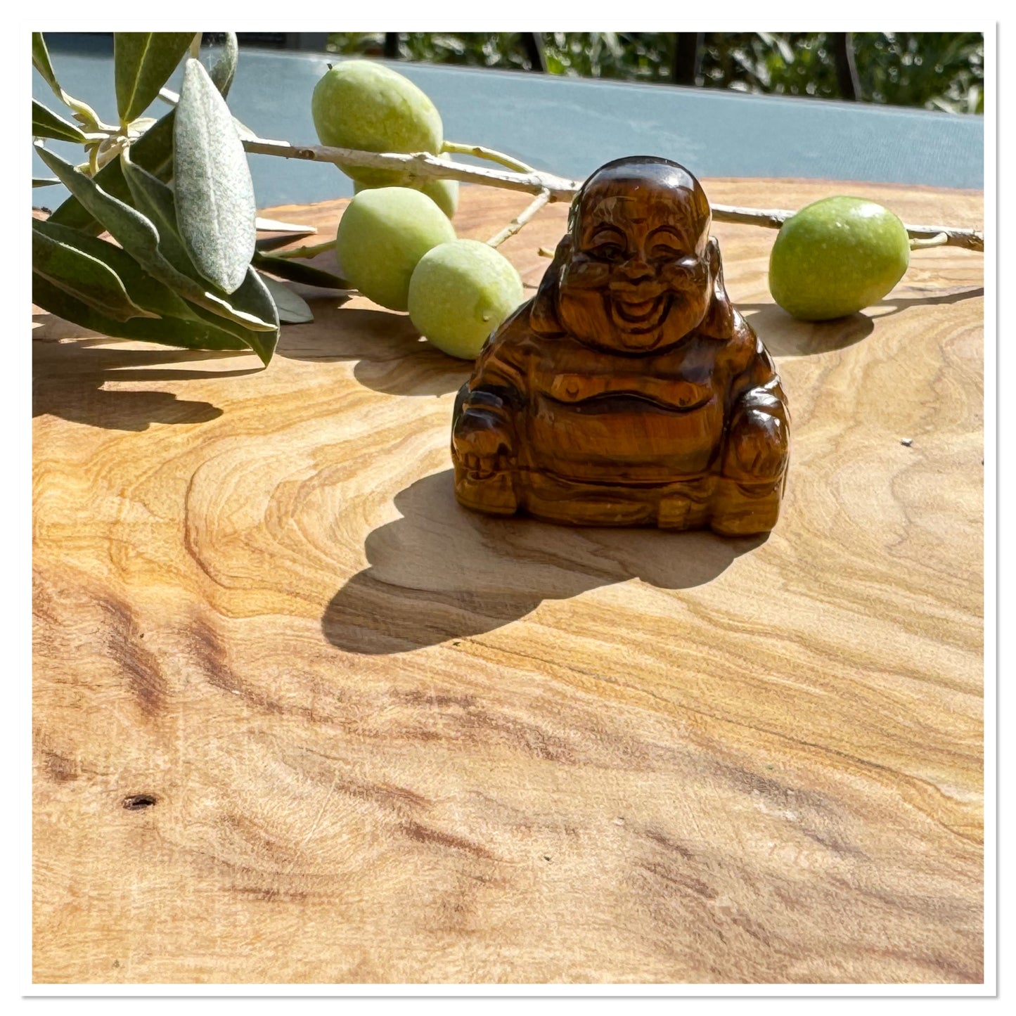 Bouddha en œil de tigre - Symbole de santé et de prospérité