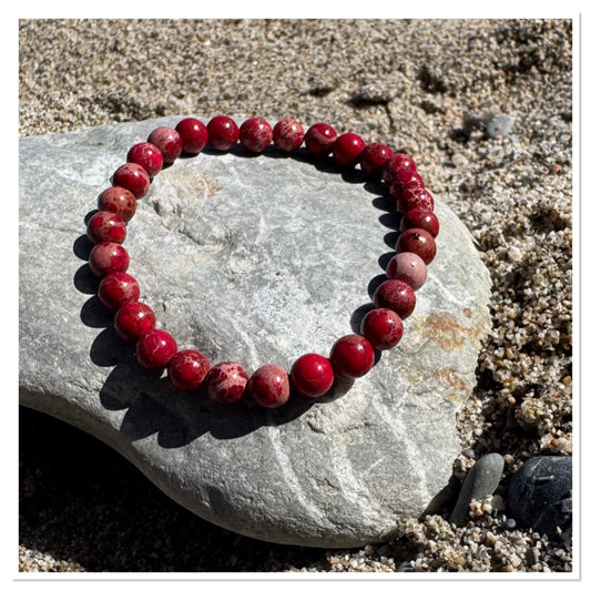Jaspe impérial rouge chauffé 6 mm - Pierre de la positivité et du système circulatoire