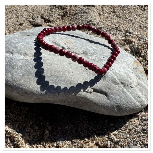 Bracelet Jaspe Impérial Rouge Chauffé 4 mm - Pierre de la positivité et du système circulatoire
