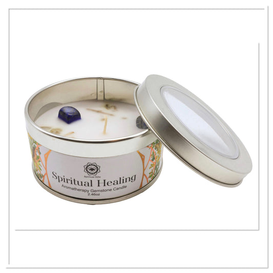 Bougie senteur « Eau de Floride » + pierres Lapis Lazuli = Guérison spirituelle, déblocage des émotions