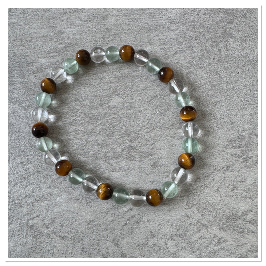 Combo réussite aux examens / concours ~ Œil de tigre, Fluorine & Cristal de Roche