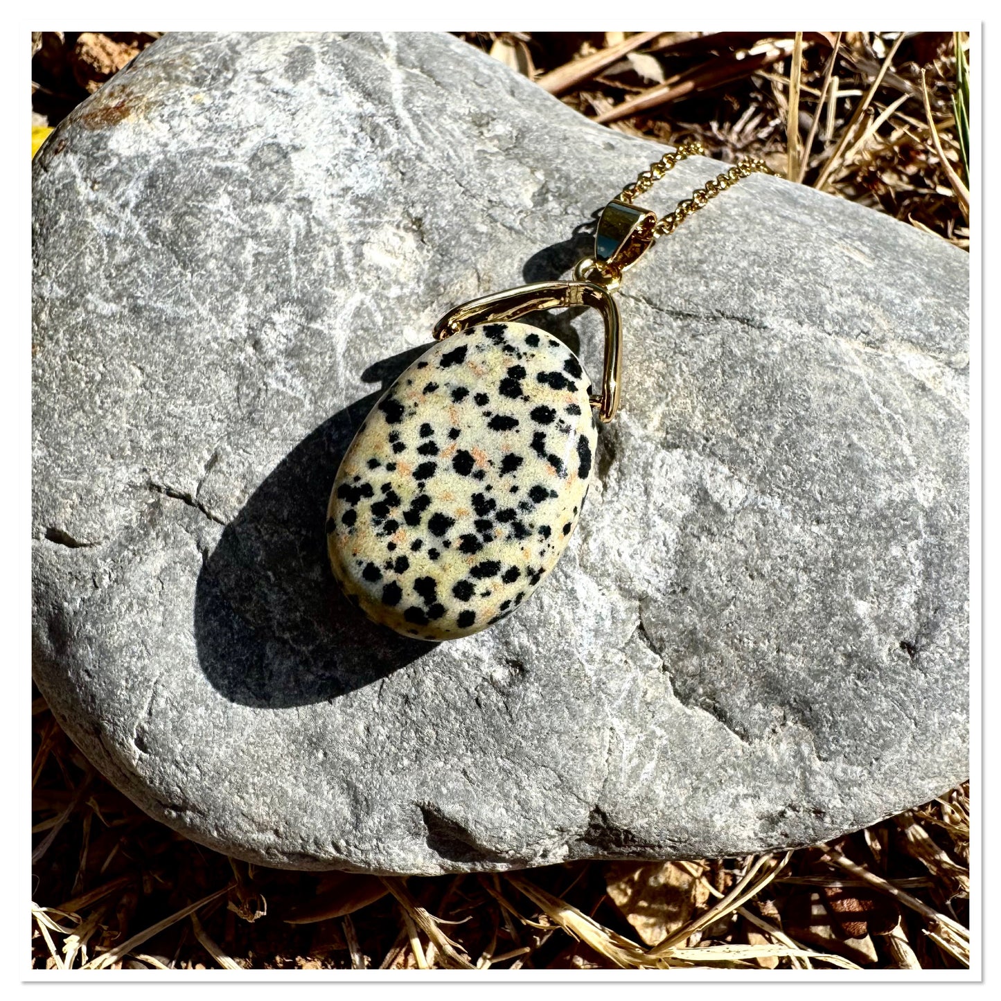 Pendentif Jaspe Dalmatien - Pierre de l'énergie physique & spirituelle (contre les douleurs)