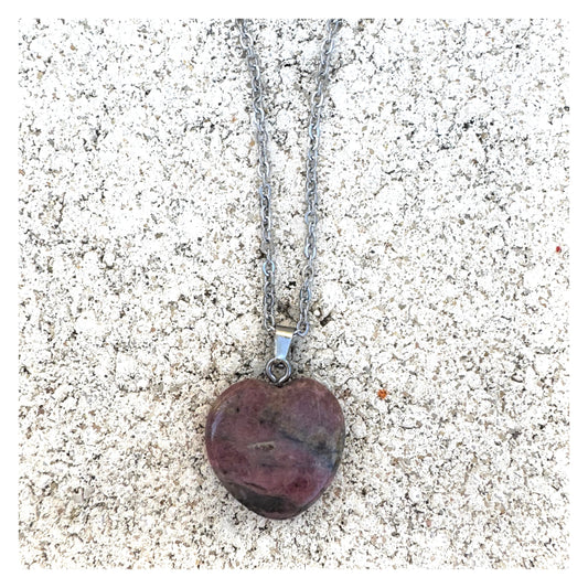 Pendentif cœur Rhodonite - Confiance en soi
